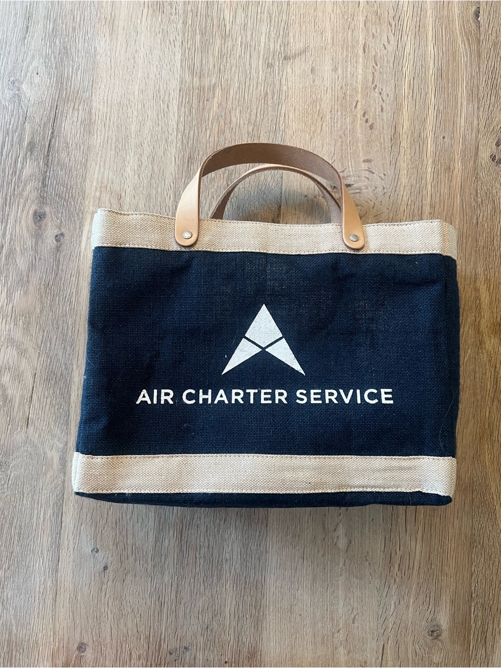 Apolis Global Citizen Market Bag Air Charter Service Canvas Tote Leather Handles
